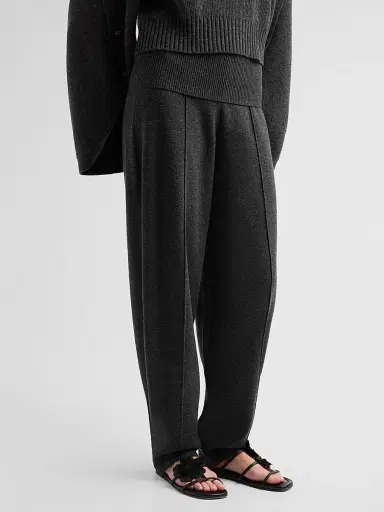 Zimmermann Women's Valiant Knit Barrel-Leg Pants - Graphite - Size 8 | Thumbnail 4 Zimmermann Women's Valiant Knit Barrel-Leg Pants - Graphite - Size 8 | Thumbnail 4