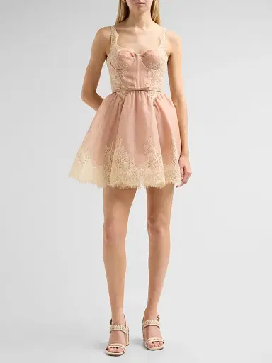 Zimmermann Women's Valiant Lace-Trim Mini Dress - Light Pink - Size 10 | Thumbnail 2 Zimmermann Women's Valiant Lace-Trim Mini Dress - Light Pink - Size 10 | Thumbnail 2