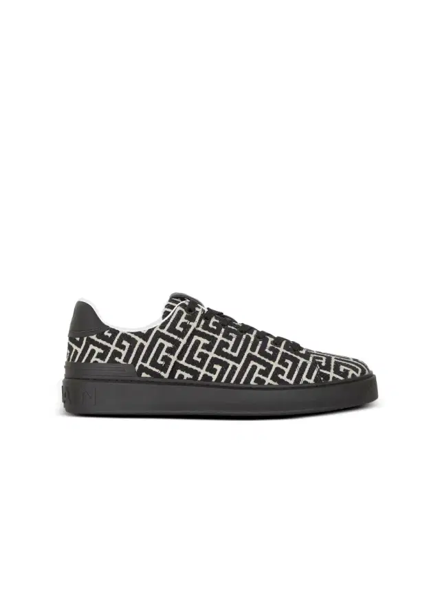 Balmain B-Court sneakers in leather and Monogram jacquard