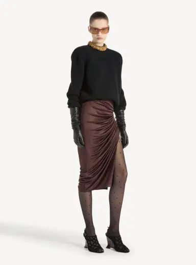 Balmain Flowing jersey midi skirt with slit | Thumbnail 2