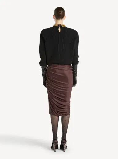 Balmain Flowing jersey midi skirt with slit | Thumbnail 3