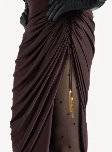 Balmain Flowing jersey midi skirt with slit | Thumbnail 4