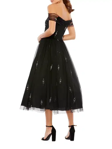 Mac Duggal Women's Embellished Off-The-Shoulder Midi-Dress - Black - Size 14 | Thumbnail 2