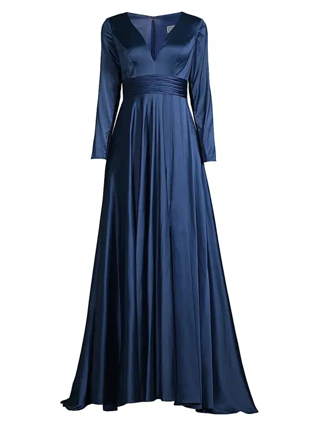 Mac Duggal Women's Satin Empire Waist Ballgown - Midnight