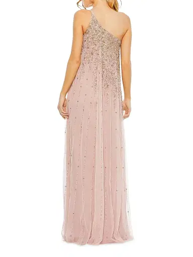 Mac Duggal Women's One-Shoulder Beaded Tulle Trapeze Gown | Thumbnail 2 Mac Duggal Women's One-Shoulder Beaded Tulle Trapeze Gown | Thumbnail 2