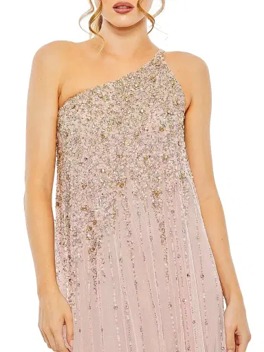 Mac Duggal Women's One-Shoulder Beaded Tulle Trapeze Gown | Thumbnail 3 Mac Duggal Women's One-Shoulder Beaded Tulle Trapeze Gown | Thumbnail 3