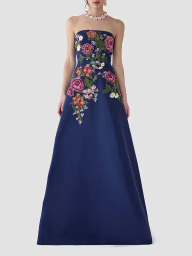 Carolina Herrera Women's Sequined Silk Strapless A-Line Gown | Thumbnail 2 Carolina Herrera Women's Sequined Silk Strapless A-Line Gown | Thumbnail 2