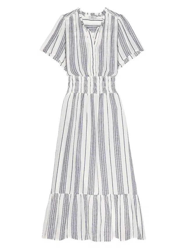 Rails Women's Brent Linen-Blend Striped Midi-Dress - Salino Stripe