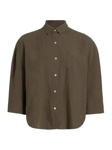 Jenni Kayne Women's Logan Linen Button-Front Shirt - Dark Moss | Thumbnail 1 Jenni Kayne Women's Logan Linen Button-Front Shirt - Dark Moss | Thumbnail 1