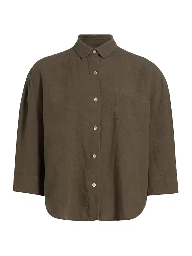 Jenni Kayne Women's Logan Linen Button-Front Shirt - Dark Moss
