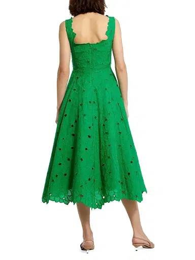 Mac Duggal Women's Cotton Floral Eyelet Embroidered Midi-Dress | Thumbnail 3 Mac Duggal Women's Cotton Floral Eyelet Embroidered Midi-Dress | Thumbnail 3