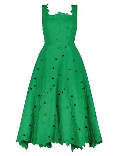 Mac Duggal Women's Cotton Floral Eyelet Embroidered Midi-Dress | Thumbnail 1 Mac Duggal Women's Cotton Floral Eyelet Embroidered Midi-Dress | Thumbnail 1