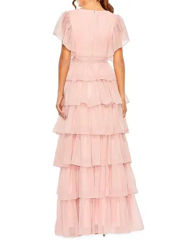 Mac Duggal Women's Flutter-Sleeve Tiered Gown | Thumbnail 2 Mac Duggal Women's Flutter-Sleeve Tiered Gown | Thumbnail 2