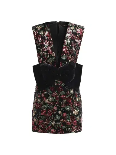 Ramy Brook Women's Kimberly Embellished Mini Dress - Floral Sequin - Size 14 | Thumbnail 1