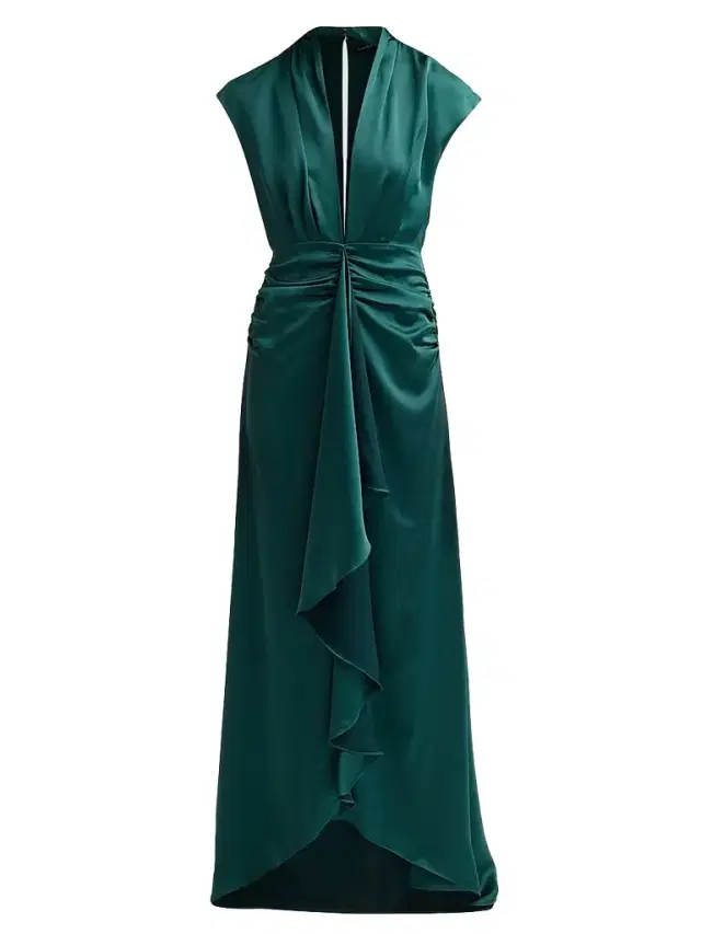 Women's Catrin Waterfall Hi-Low Gown - Deep Emerald Women's Catrin Waterfall Hi-Low Gown - Deep Emerald
