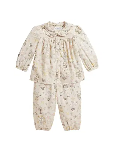 Polo Ralph Lauren Baby Girl's Polo Bear Brushed Twill Top & Pants Set - Petite Point Baby Bear 9 Months | Thumbnail 1