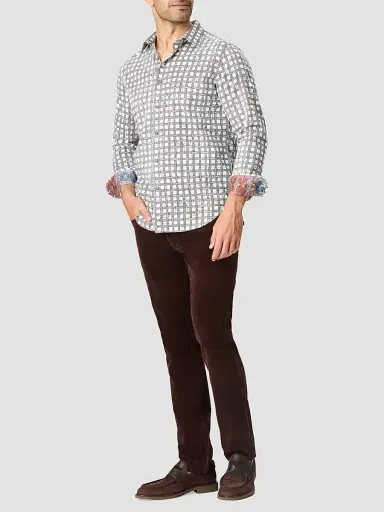 Robert Graham Men's Sanger Grid Check Stretch-Cotton Shirt - Size XXL | Thumbnail 2