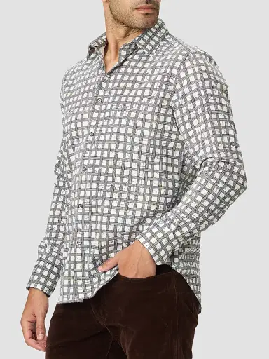 Robert Graham Men's Sanger Grid Check Stretch-Cotton Shirt - Size XXL | Thumbnail 4