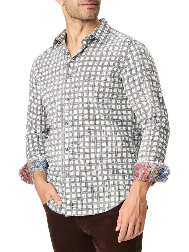 Robert Graham Men's Sanger Grid Check Stretch-Cotton Shirt