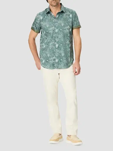 Robert Graham Men's The Vault Printed Stretch-Cotton Short-Sleeve Shirt - Emerald | Thumbnail 2