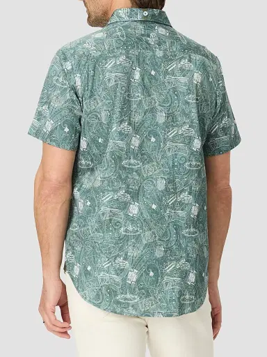 Robert Graham Men's The Vault Printed Stretch-Cotton Short-Sleeve Shirt - Emerald | Thumbnail 3
