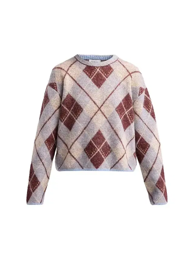 Tanya Taylor Women's Sybil Argyle-Inspired Crewneck Sweater - Winter Sky Mahogany