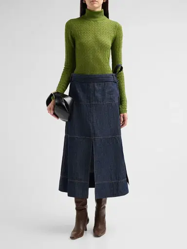 Tanya Taylor Women's Kayden Pointelle Merino-Wool Turtleneck Sweater - Sprout | Thumbnail 2