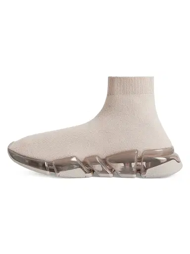 Balenciaga Women's Speed 2.0 Full Clear Sole Recycled Knit Sneakers - Light Beige | Thumbnail 6