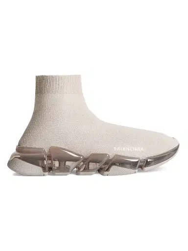 Balenciaga Women's Speed 2.0 Full Clear Sole Recycled Knit Sneakers - Light Beige | Thumbnail 1