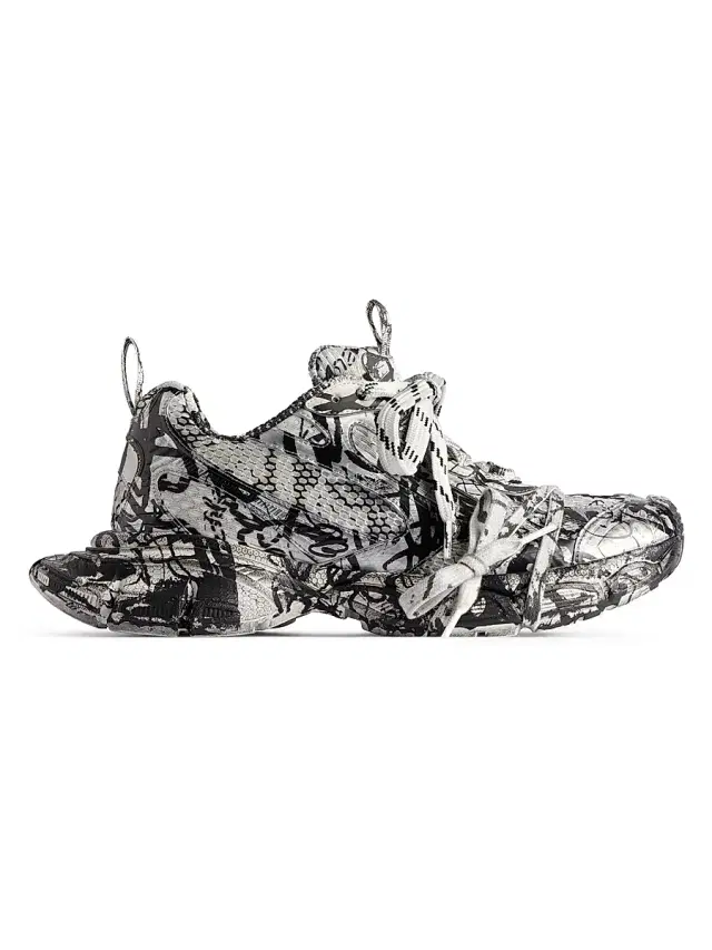 Balenciaga Men's 3XL Extreme Graffiti Sneakers - White Black