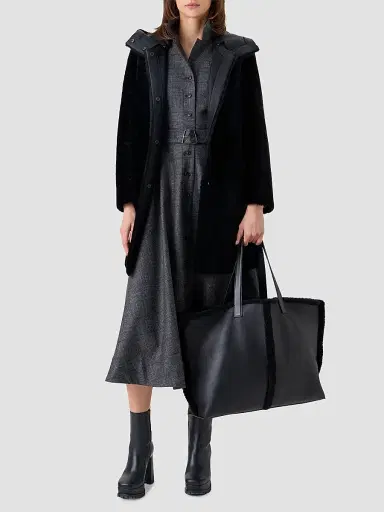 Akris Women's Oxana Leather & Shearling Reversible Hooded Coat - Black - Size 10 | Thumbnail 2 Akris Women's Oxana Leather & Shearling Reversible Hooded Coat - Black - Size 10 | Thumbnail 2