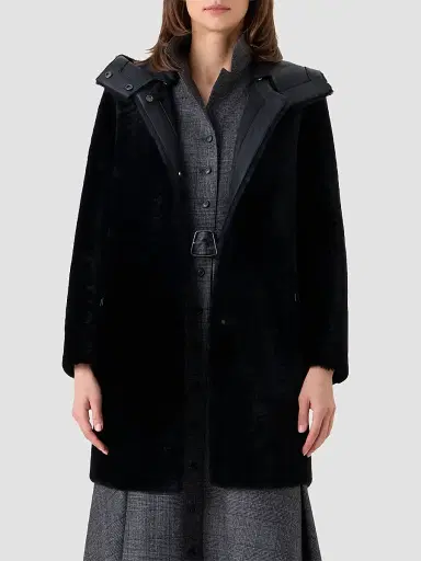Akris Women's Oxana Leather & Shearling Reversible Hooded Coat - Black - Size 10 | Thumbnail 5 Akris Women's Oxana Leather & Shearling Reversible Hooded Coat - Black - Size 10 | Thumbnail 5