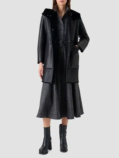 Akris Women's Oxana Leather & Shearling Reversible Hooded Coat - Black - Size 10 | Thumbnail 8 Akris Women's Oxana Leather & Shearling Reversible Hooded Coat - Black - Size 10 | Thumbnail 8