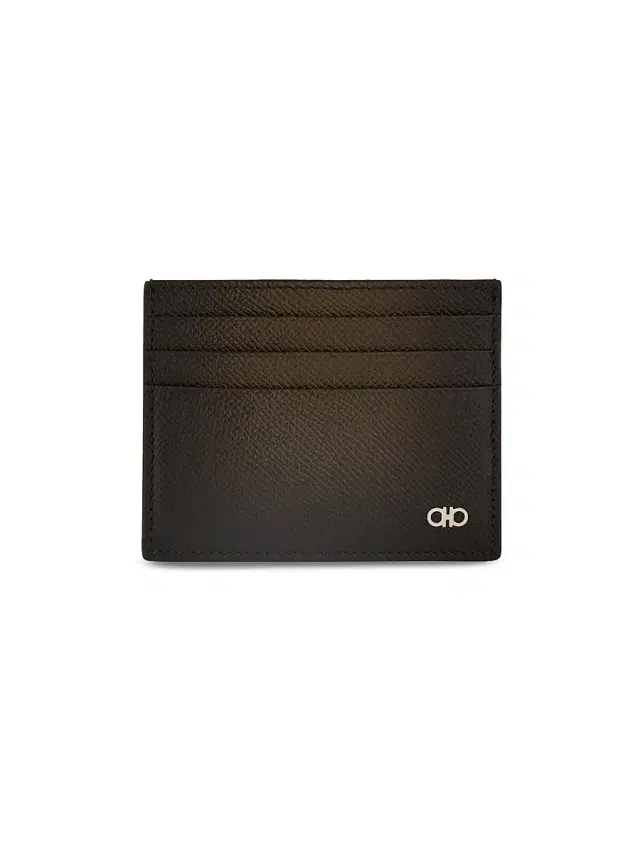 FERRAGAMO Men's Micro Gancio Leather Card Case - New Olive