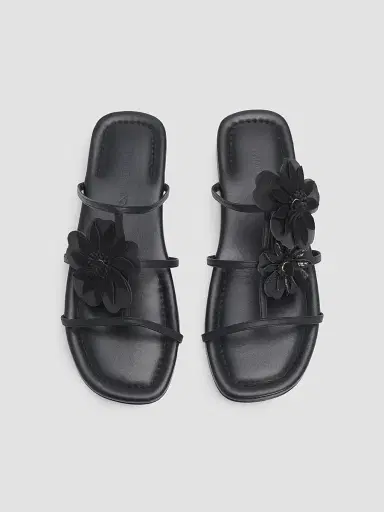 Zimmermann Women's Belara Flower-Appliqué Leather Sandals | Thumbnail 5