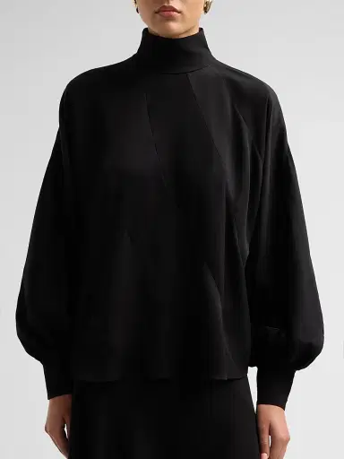 Zimmermann Women's Bias Mock Turtleneck Blouse - Black - Size 8 | Thumbnail 5 Zimmermann Women's Bias Mock Turtleneck Blouse - Black - Size 8 | Thumbnail 5