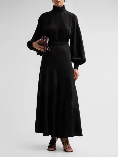 Zimmermann Women's Bias Maxi Skirt - Black - Size 10 | Thumbnail 2