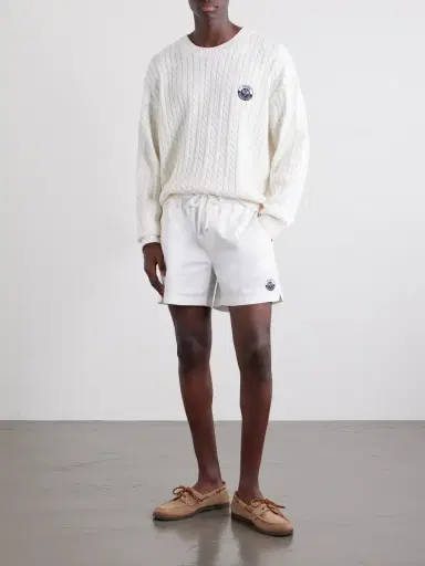 Frame Straight-Leg Logo-Embroidered Cotton-Twill Drawstring Shorts - Men | Thumbnail 2