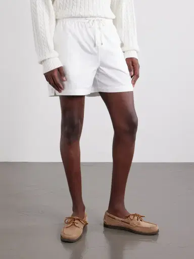 Frame Straight-Leg Logo-Embroidered Cotton-Twill Drawstring Shorts - Men | Thumbnail 3