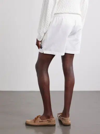 Frame Straight-Leg Logo-Embroidered Cotton-Twill Drawstring Shorts - Men | Thumbnail 4