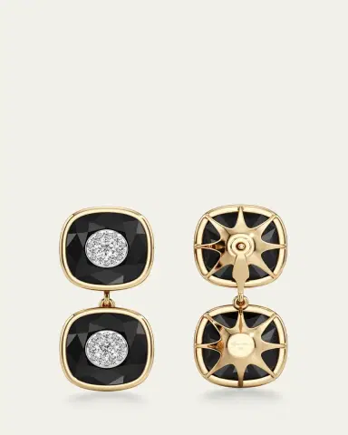 Bhansali 18K Yellow Gold One Collection Double Cushion Bezel Onyx and Diamond Earrings | Thumbnail 2 Bhansali 18K Yellow Gold One Collection Double Cushion Bezel Onyx and Diamond Earrings | Thumbnail 2
