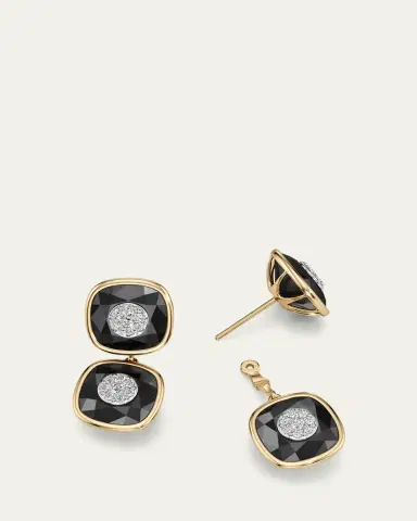 Bhansali 18K Yellow Gold One Collection Double Cushion Bezel Onyx and Diamond Earrings | Thumbnail 3 Bhansali 18K Yellow Gold One Collection Double Cushion Bezel Onyx and Diamond Earrings | Thumbnail 3