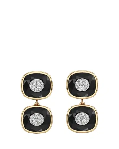 Bhansali 18K Yellow Gold One Collection Double Cushion Bezel Onyx and Diamond Earrings | Thumbnail 1 Bhansali 18K Yellow Gold One Collection Double Cushion Bezel Onyx and Diamond Earrings | Thumbnail 1