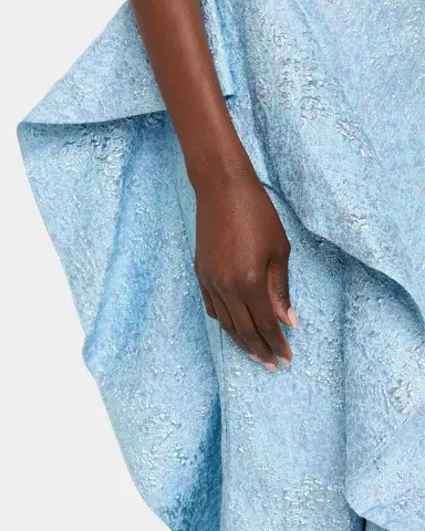 Rickie Freeman for Teri Jon One-Shoulder Jacquard Side-Ruffle Gown | Thumbnail 5