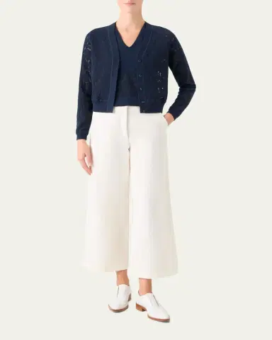 Akris Whitecaps Knit V-Neck Cardigan | Thumbnail 2
