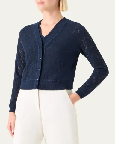Akris Whitecaps Knit V-Neck Cardigan | Thumbnail 4