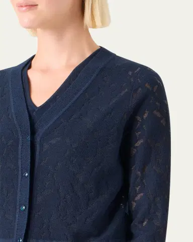 Akris Whitecaps Knit V-Neck Cardigan | Thumbnail 5