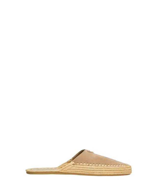 Prada Triangle Logo Suede Espadrille Mules