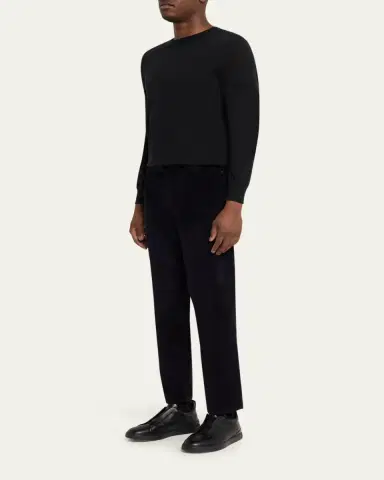 Zegna Men's Dark Gray Corduroy Straight-Leg Jeans | Thumbnail 2
