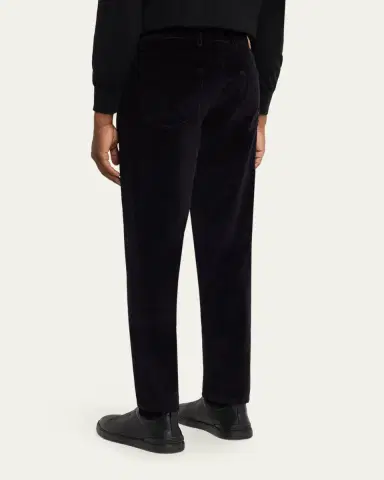 Zegna Men's Dark Gray Corduroy Straight-Leg Jeans | Thumbnail 3
